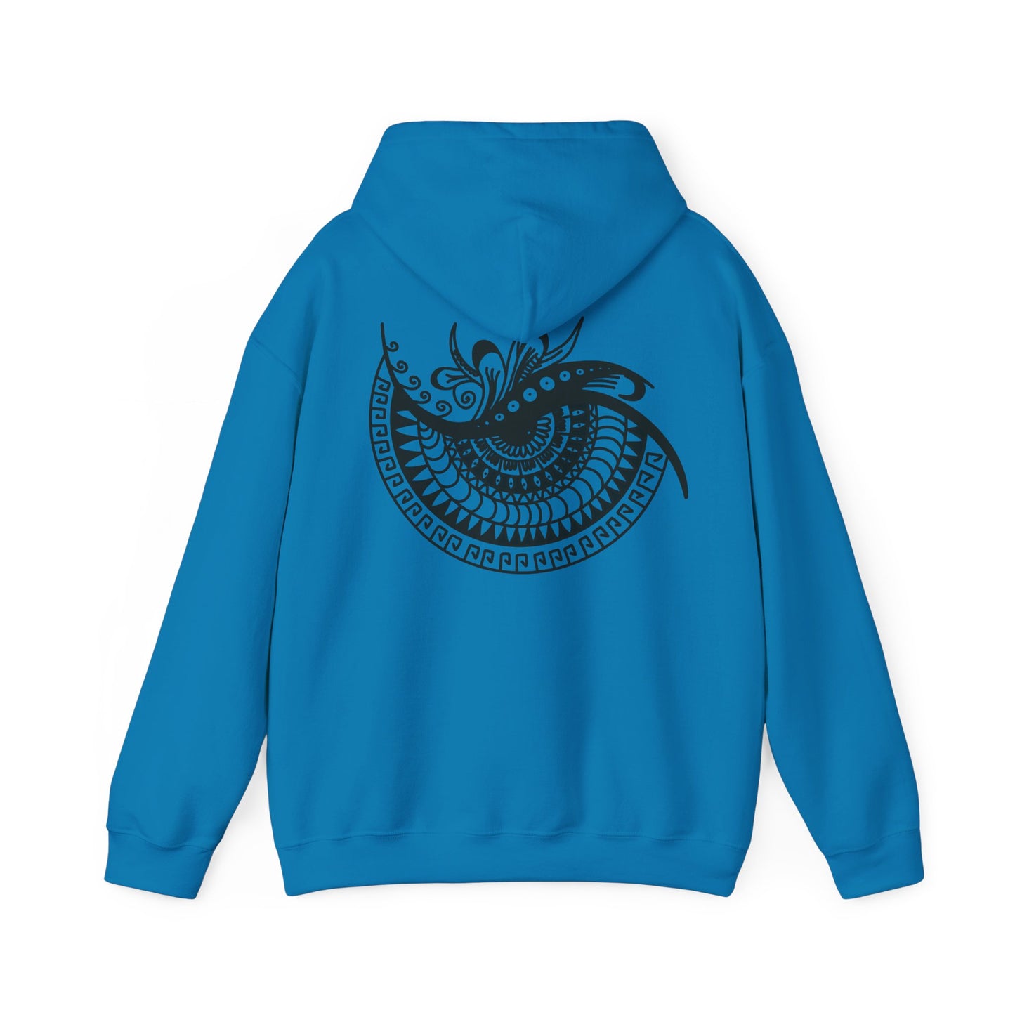 Mandala Swirl Hoodie — Black Tribal Floral Back Design
