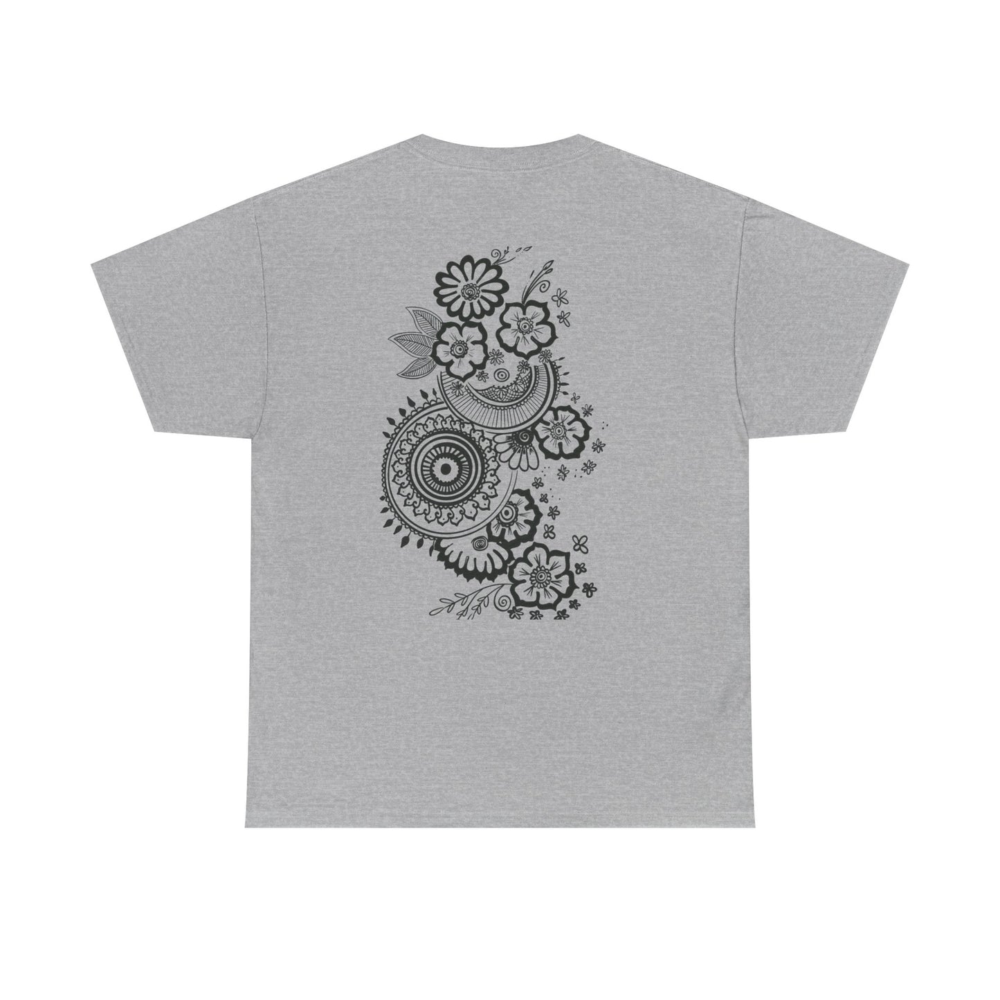 T-Shirt — Kwalatee Floral Mandala Graphic Tee (Front Logo, Back Floral Design)