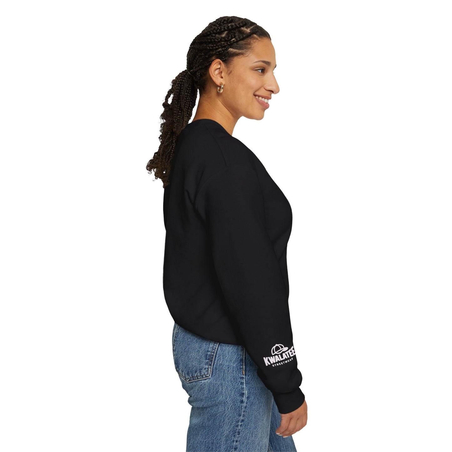 Kwalatee Streetwear Crewneck Sweatshirt — Minimal Logo Black Pullover