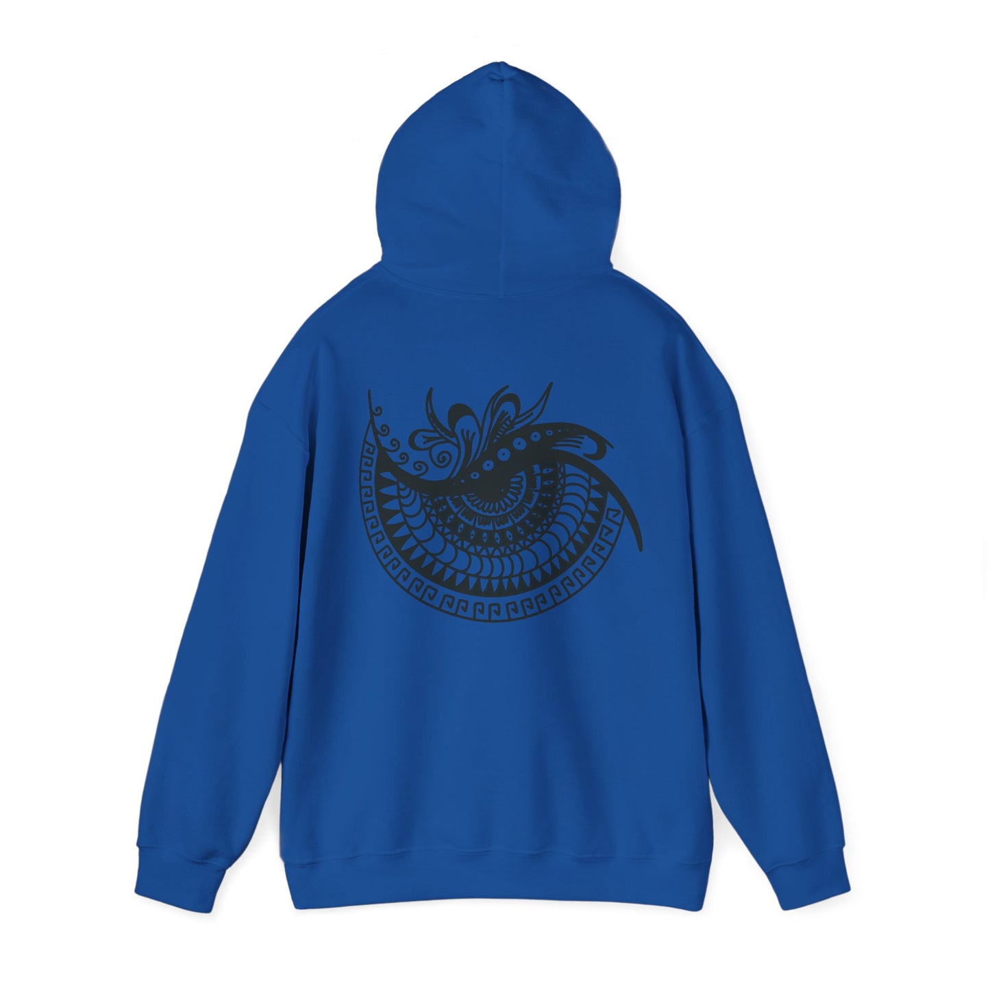 Mandala Swirl Hoodie — Black Tribal Floral Back Design