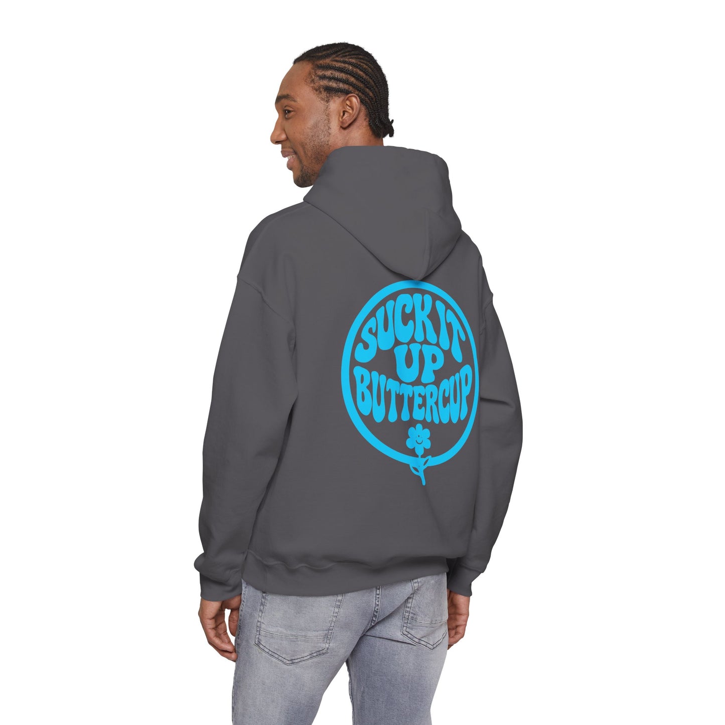 Hoodie - "Suck It Up Buttercup" Retro Floral Graphic Hooded Sweatshirt