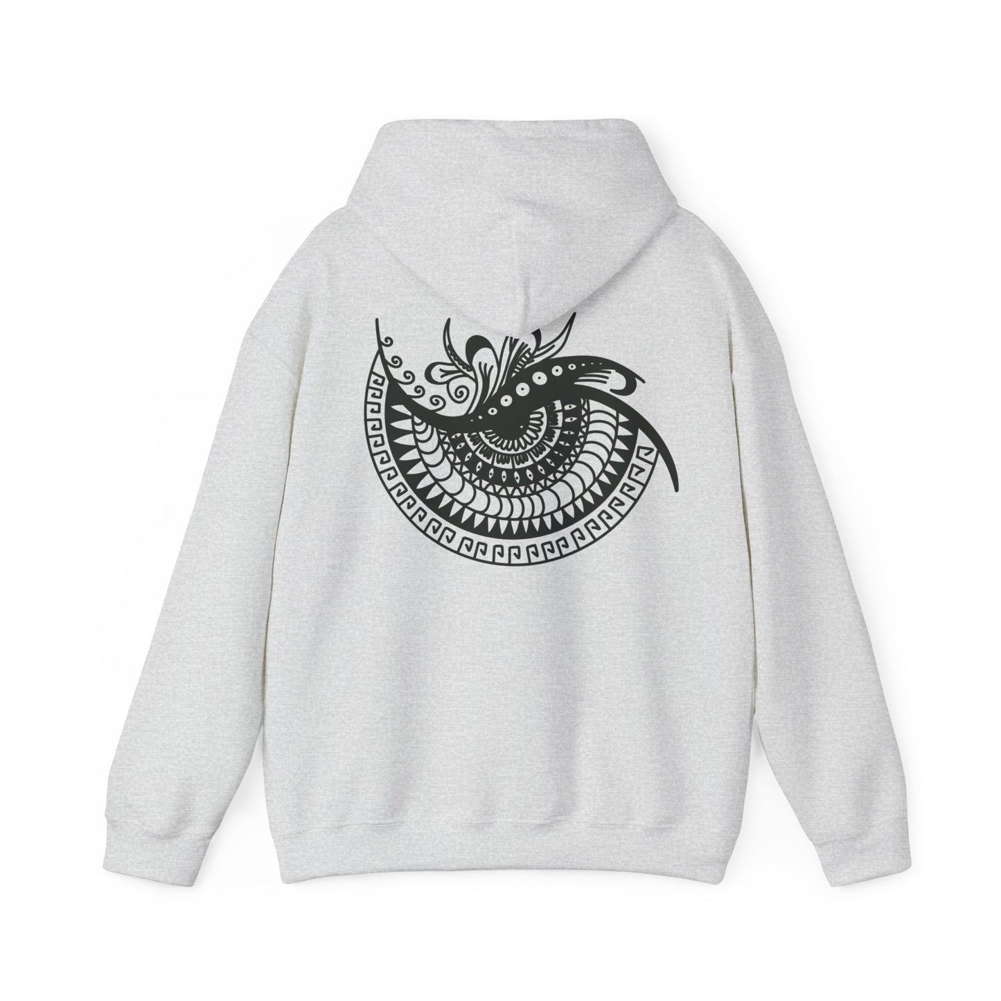 Mandala Swirl Hoodie — Black Tribal Floral Back Design