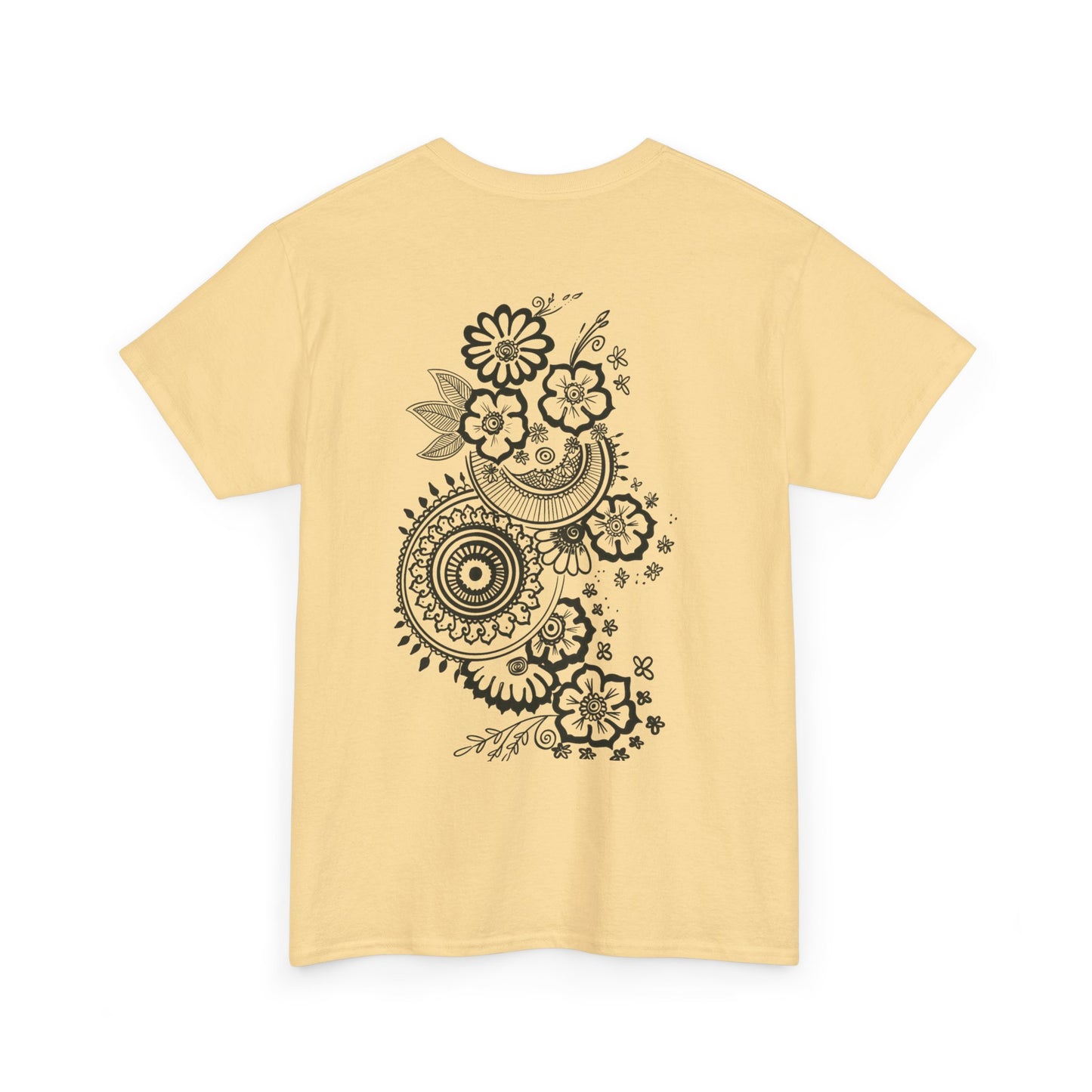 T-Shirt — Kwalatee Floral Mandala Graphic Tee (Front Logo, Back Floral Design)