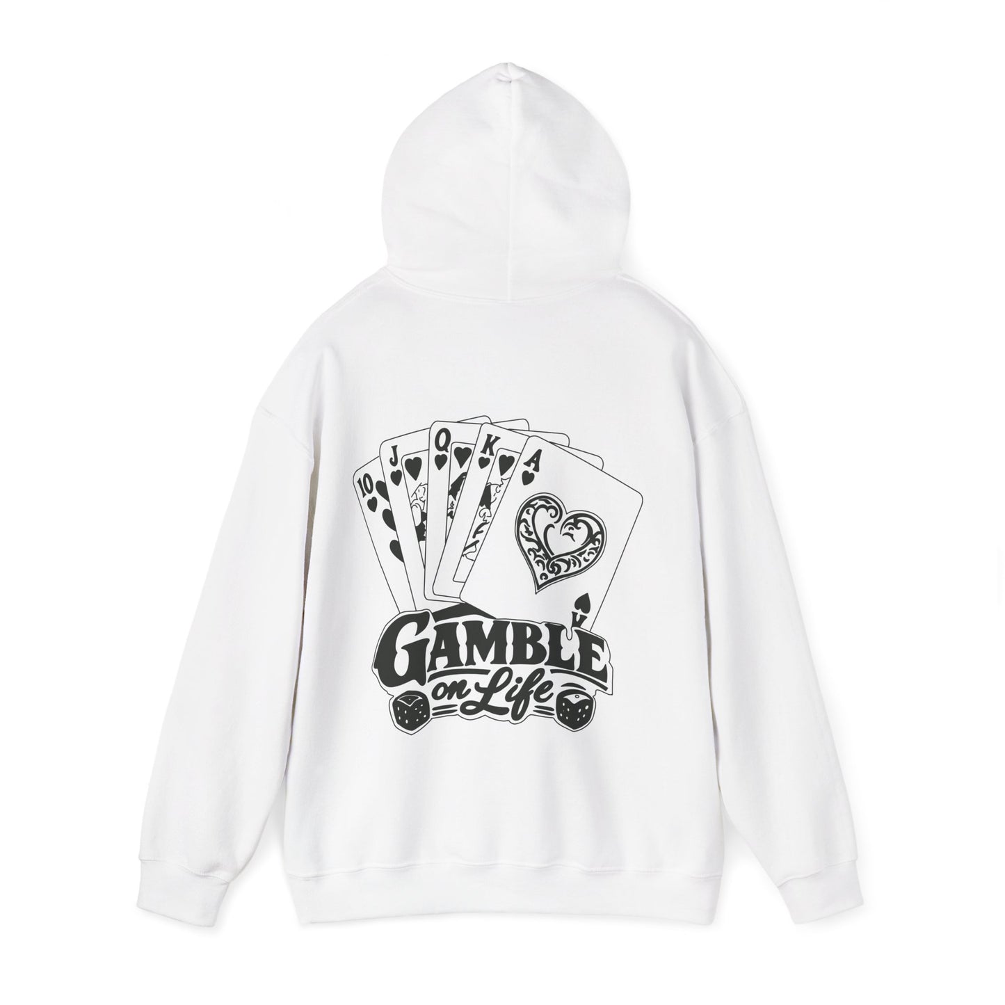 Gamble on Life Hoodie — Poker Cards & Dice Graphic Hooded Sweatshirt