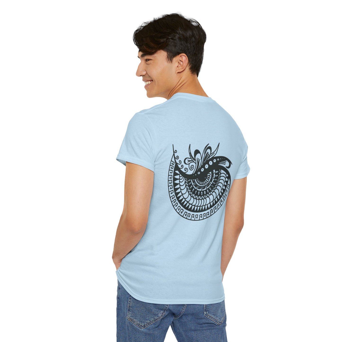 Mandala eye Graphic Tee — Kwalatee® Chest Logo & Ornamental Back Print