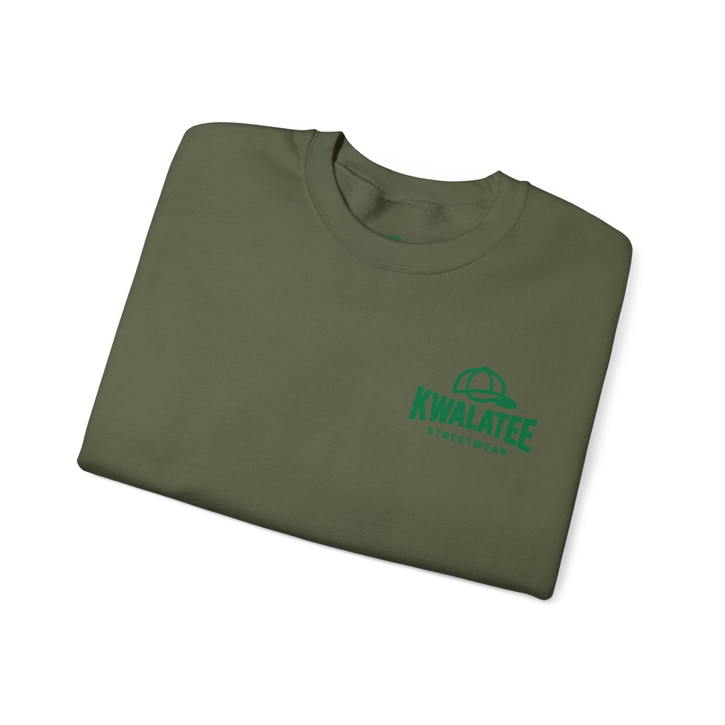 Crewneck — Green Mandala Eye Graphic with “KWALATEE” Logo