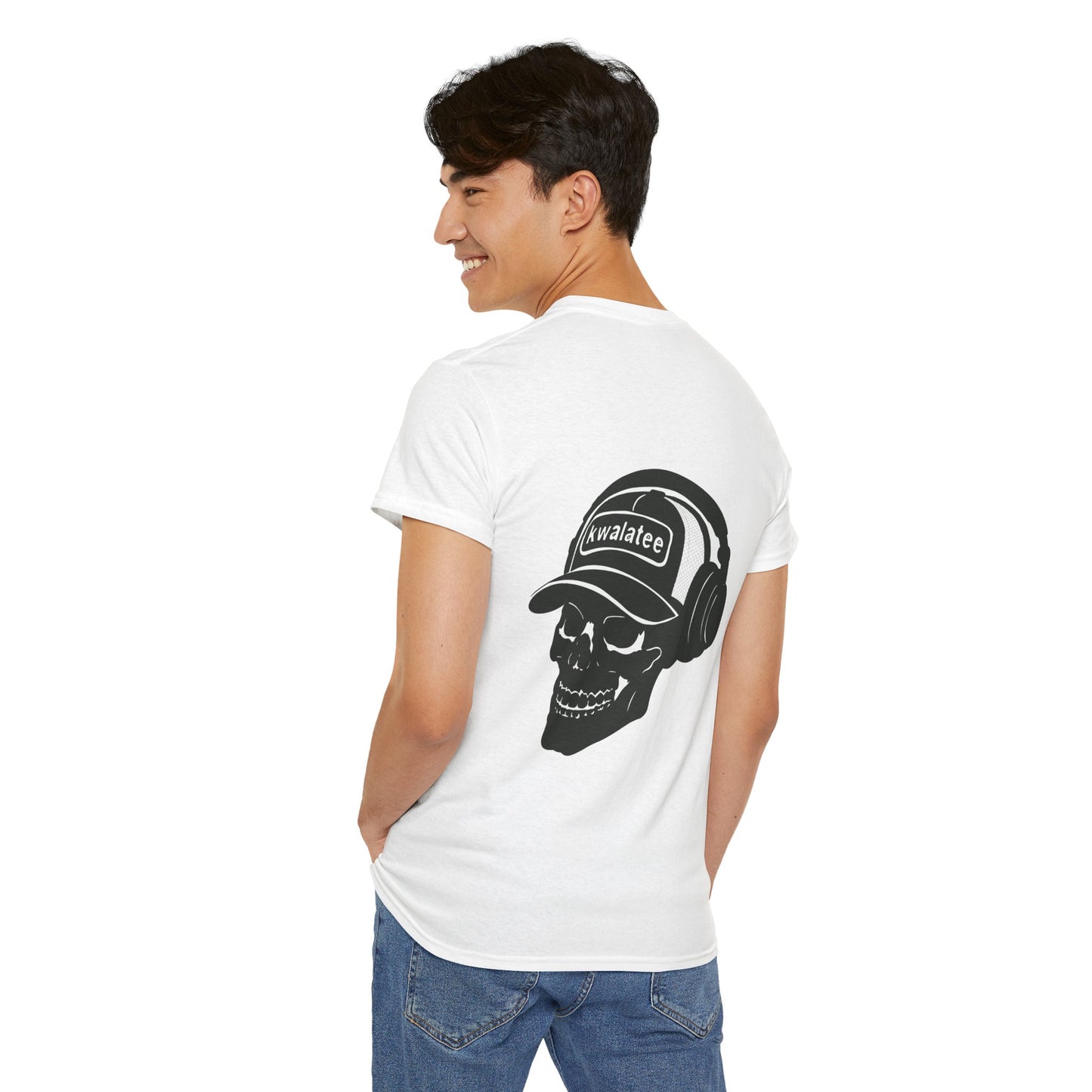 Skull DJ Tee — 'Kwalatee' Music Logo Graphic T-Shirt