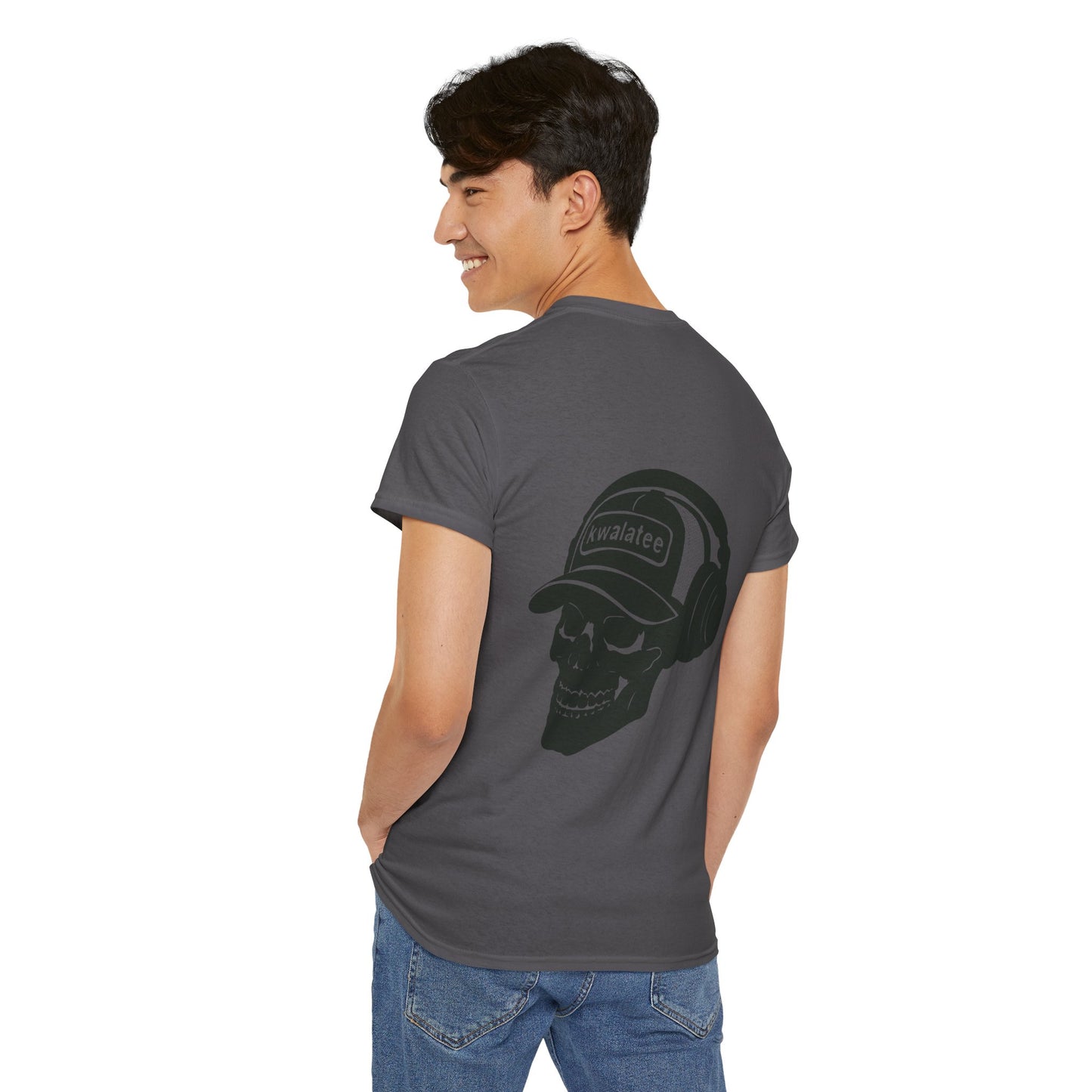 Skull DJ Tee — 'Kwalatee' Music Logo Graphic T-Shirt