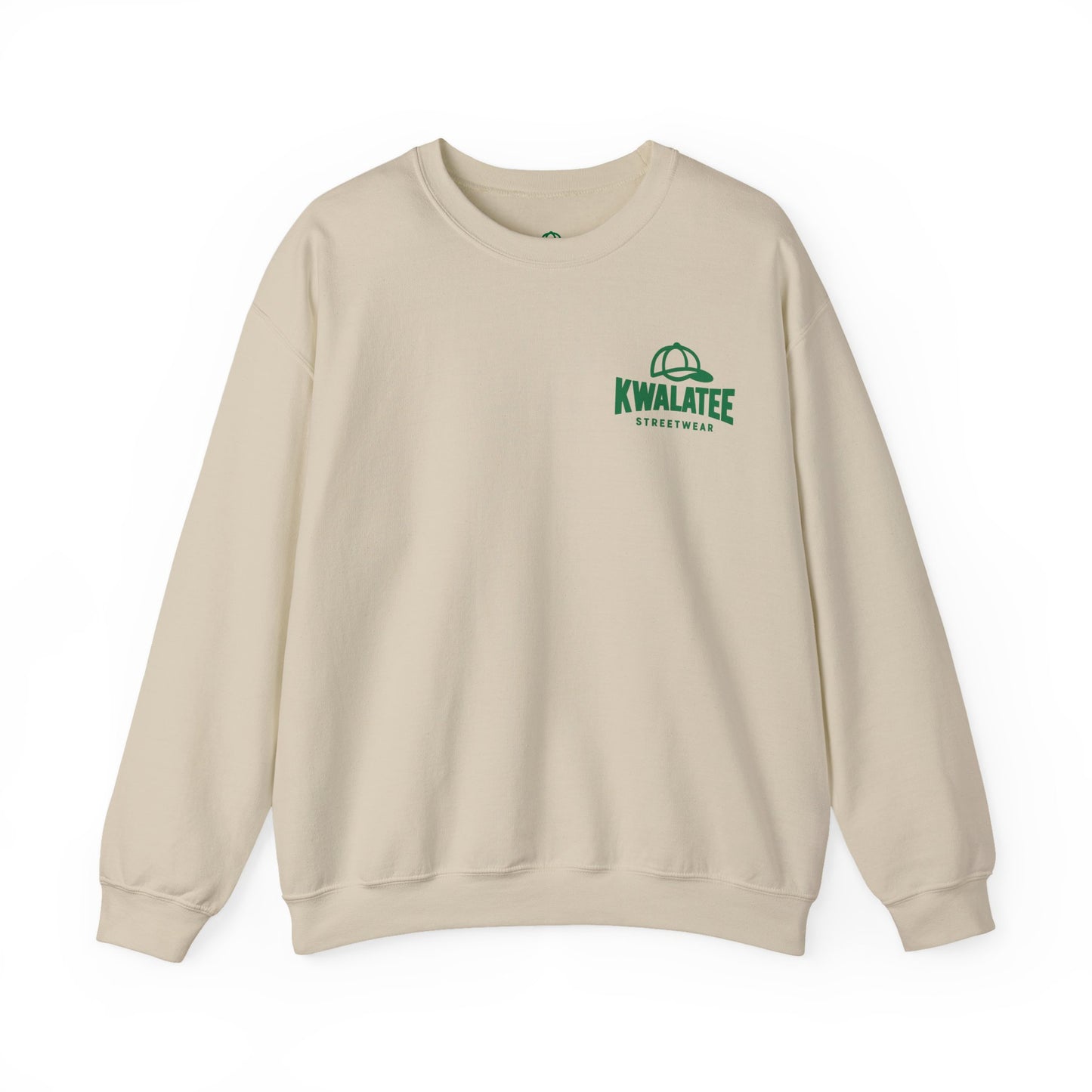 Crewneck — Green Mandala Eye Graphic with “KWALATEE” Logo
