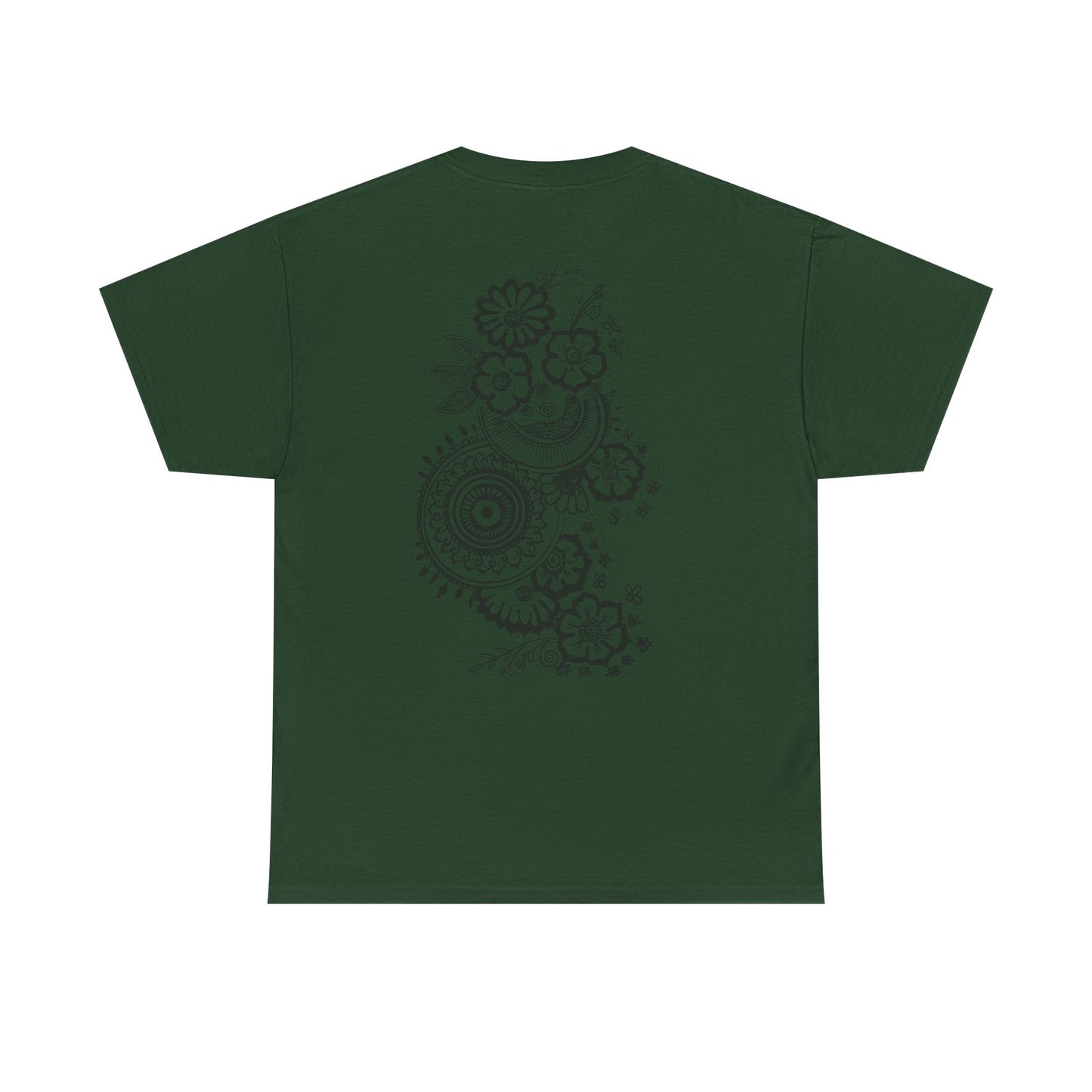 T-Shirt — Kwalatee Floral Mandala Graphic Tee (Front Logo, Back Floral Design)