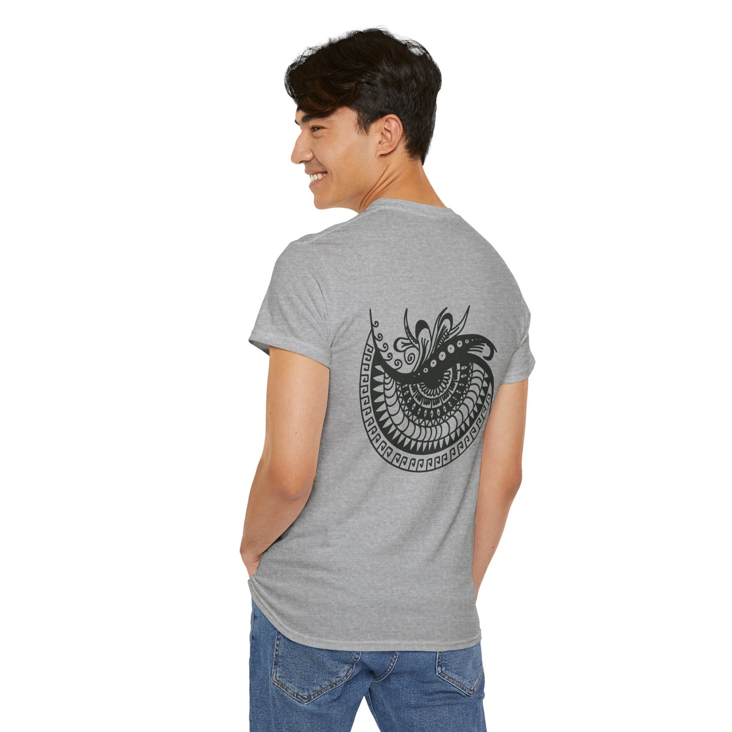 Mandala eye Graphic Tee — Kwalatee® Chest Logo & Ornamental Back Print