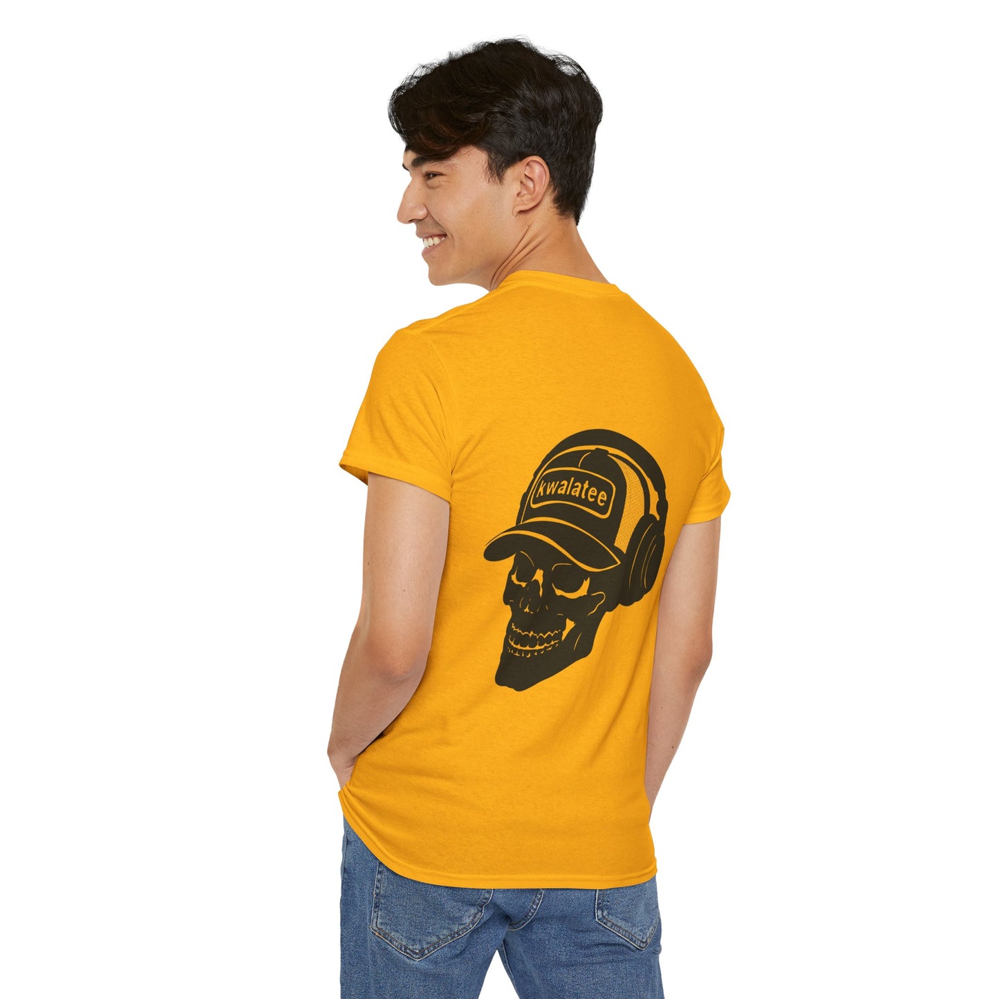 Skull DJ Tee — 'Kwalatee' Music Logo Graphic T-Shirt