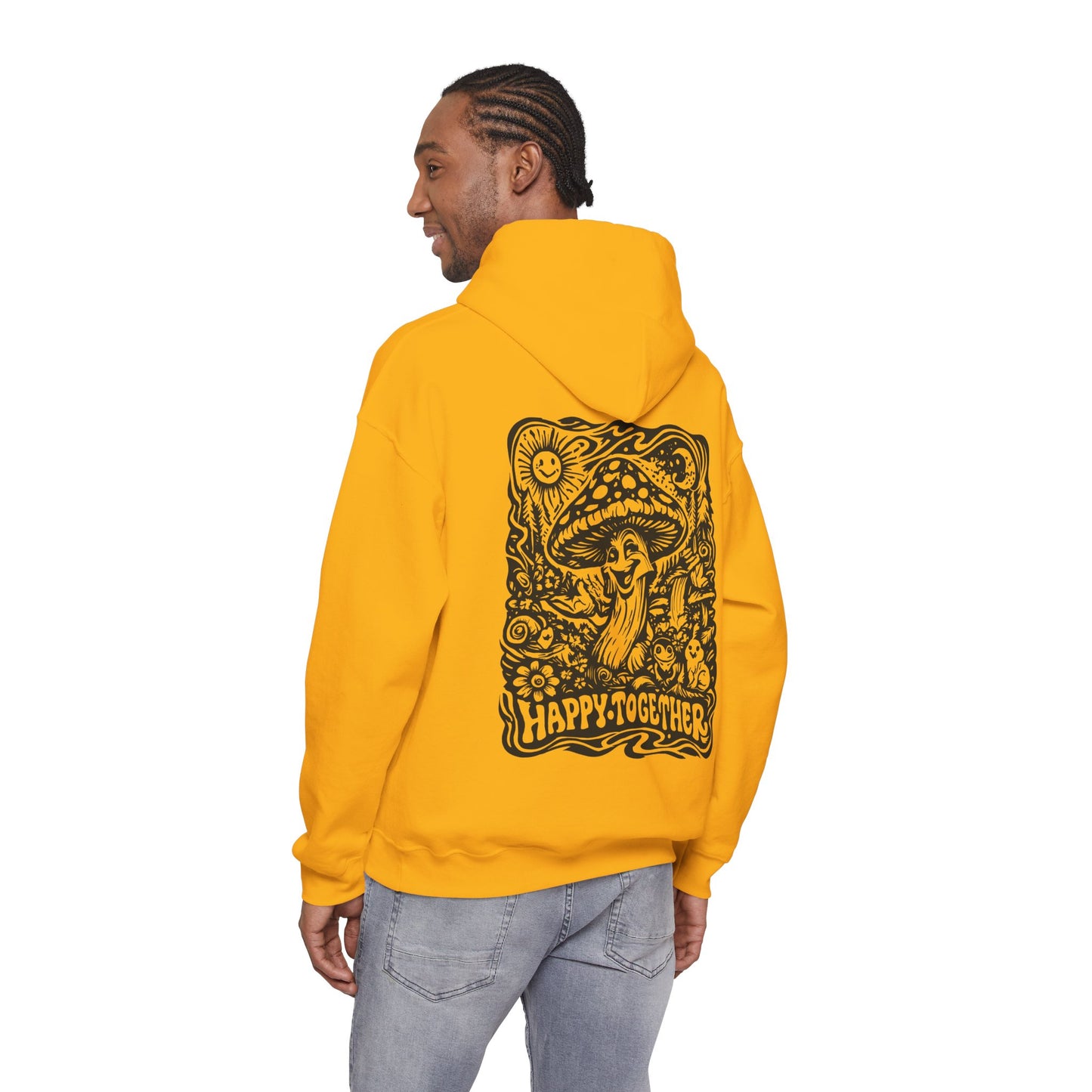 Mushroom 'Happy Together' Hoodie — Psychedelic Forest Graphic Pullover