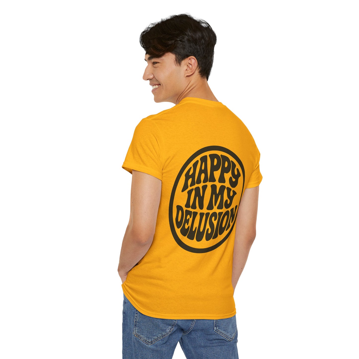 Happy In My Delusion Tee — Retro Graphic Cotton T-Shirt
