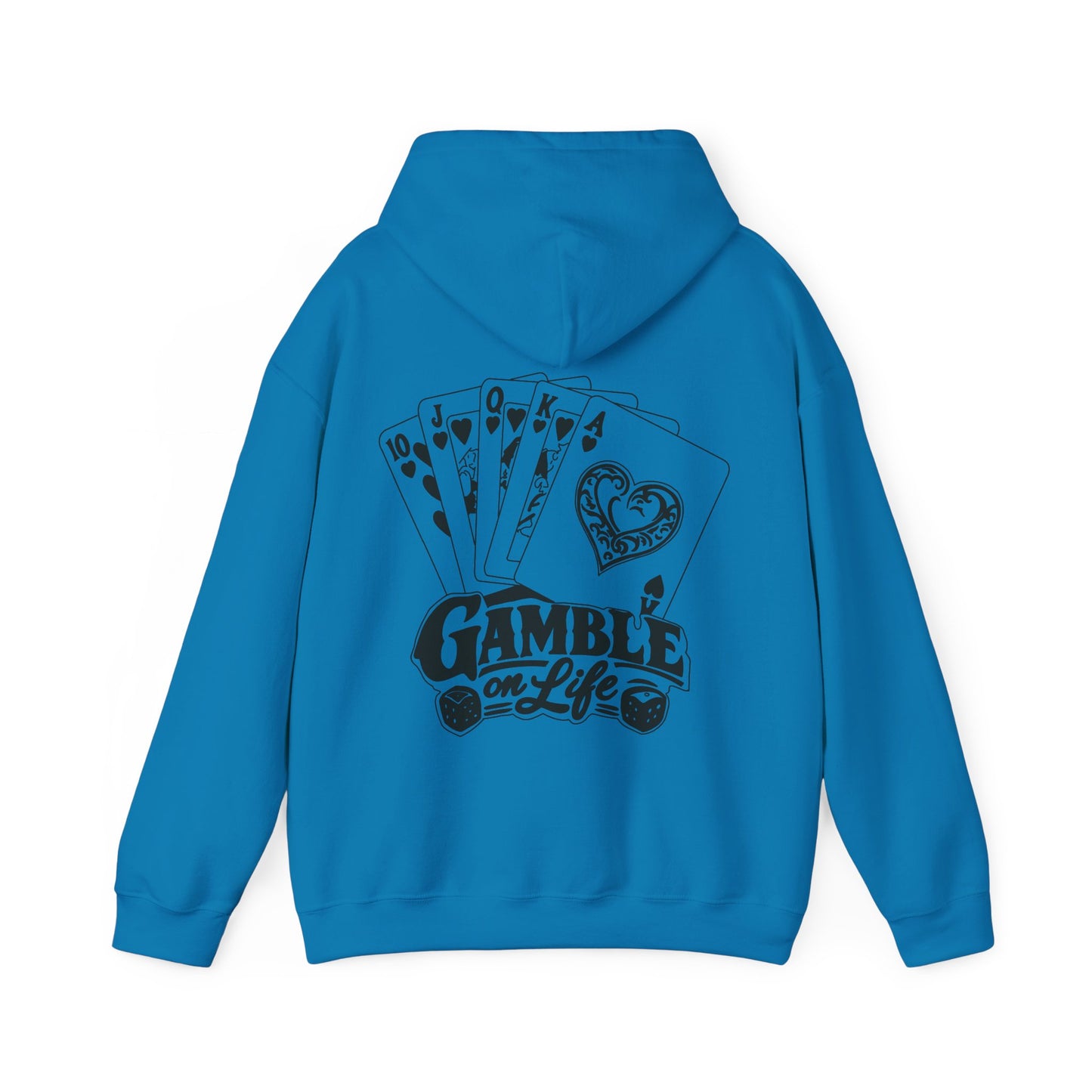Gamble on Life Hoodie — Poker Cards & Dice Graphic Hooded Sweatshirt
