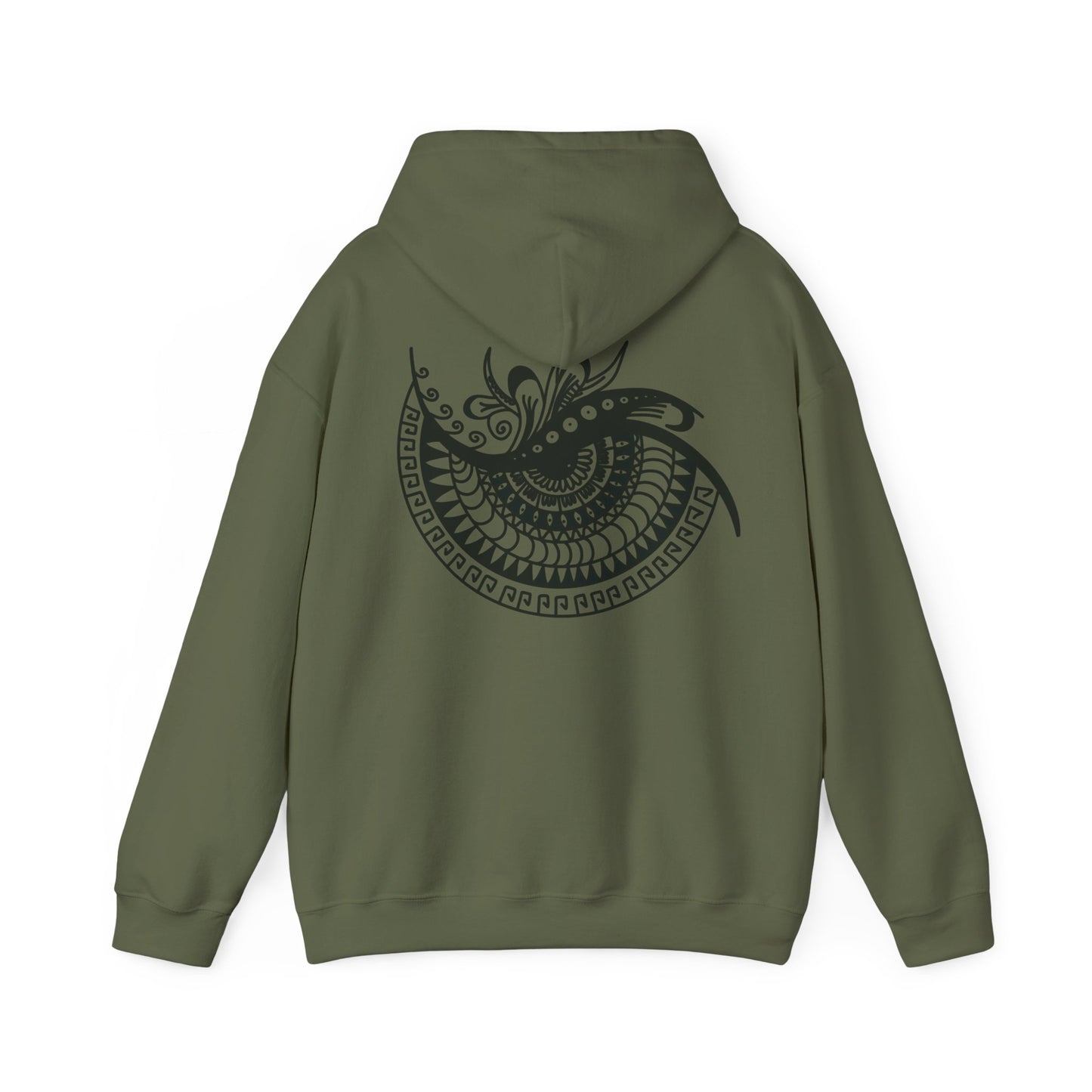 Mandala Swirl Hoodie — Black Tribal Floral Back Design