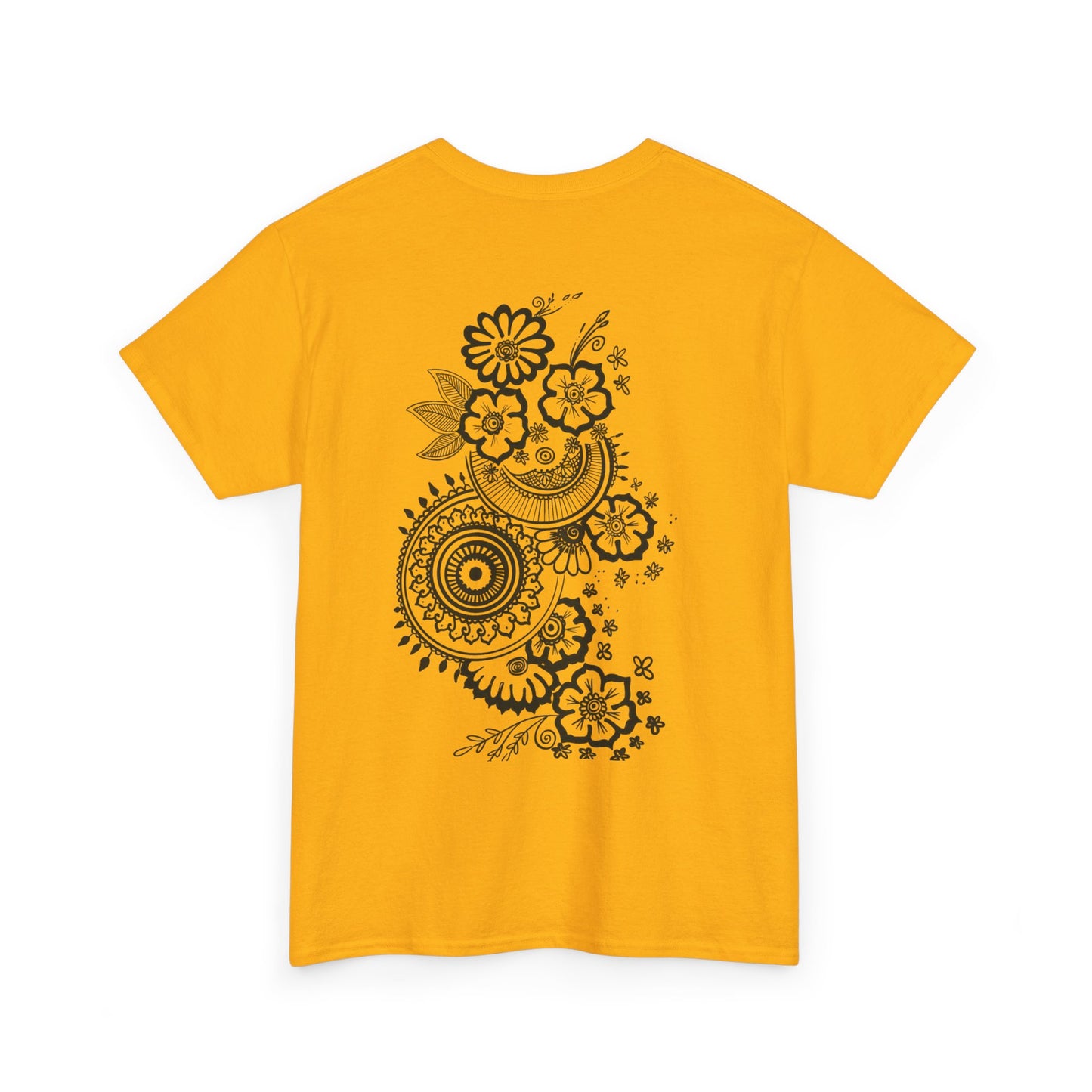 T-Shirt — Kwalatee Floral Mandala Graphic Tee (Front Logo, Back Floral Design)