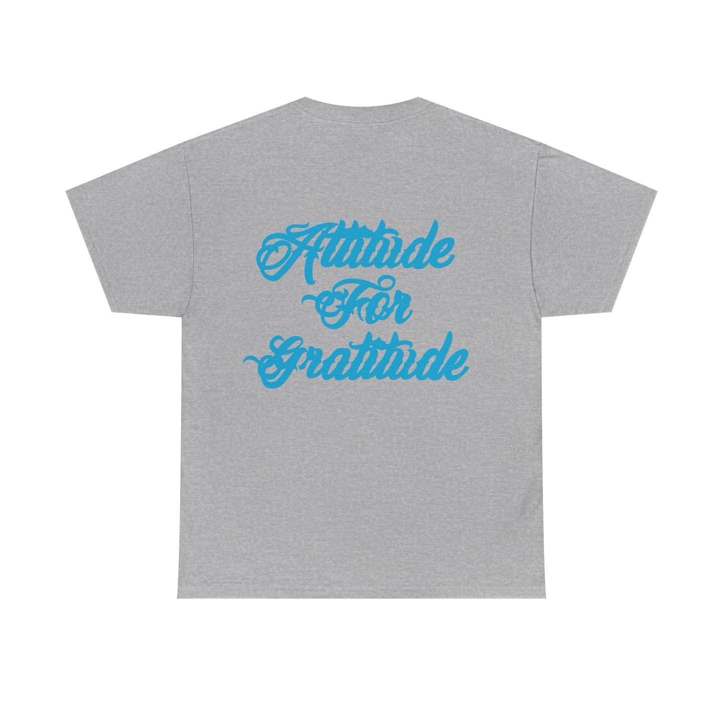 Attitude for Gratitude Tee — Inspirational Script Backprint Cotton T‑Shirt