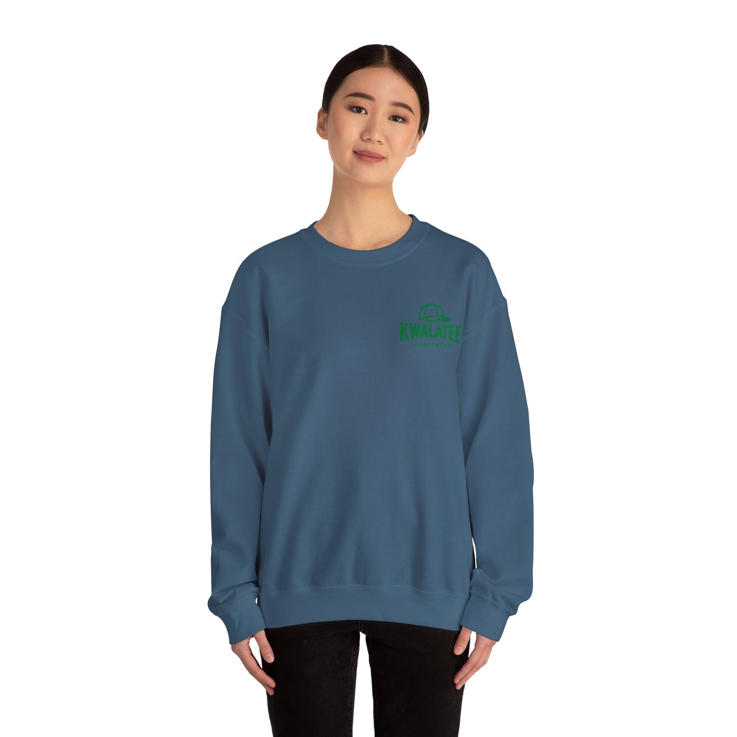 Crewneck — Green Mandala Eye Graphic with “KWALATEE” Logo