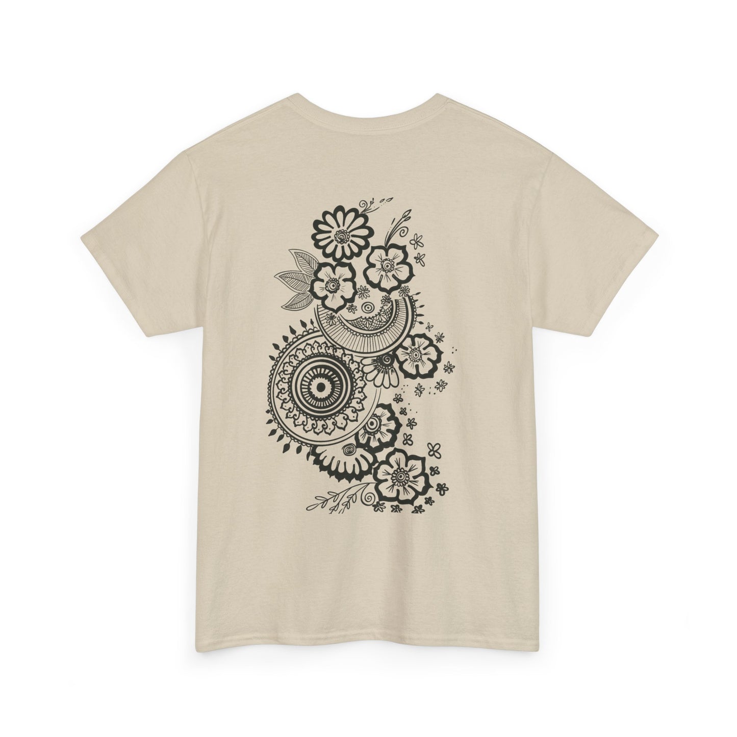 T-Shirt — Kwalatee Floral Mandala Graphic Tee (Front Logo, Back Floral Design)