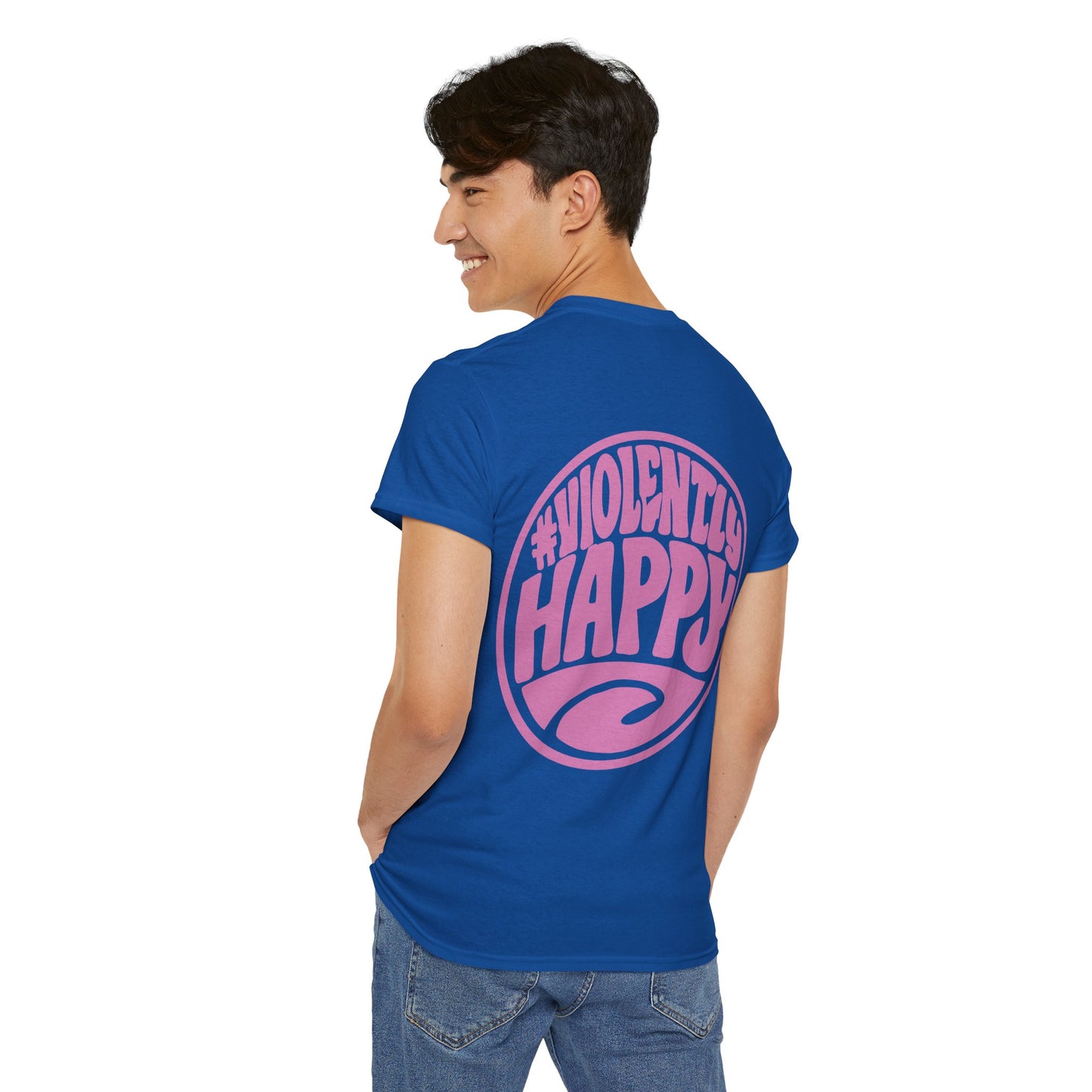 Violently Happy Graphic Tee — Retro Pink Logo T‑Shirt