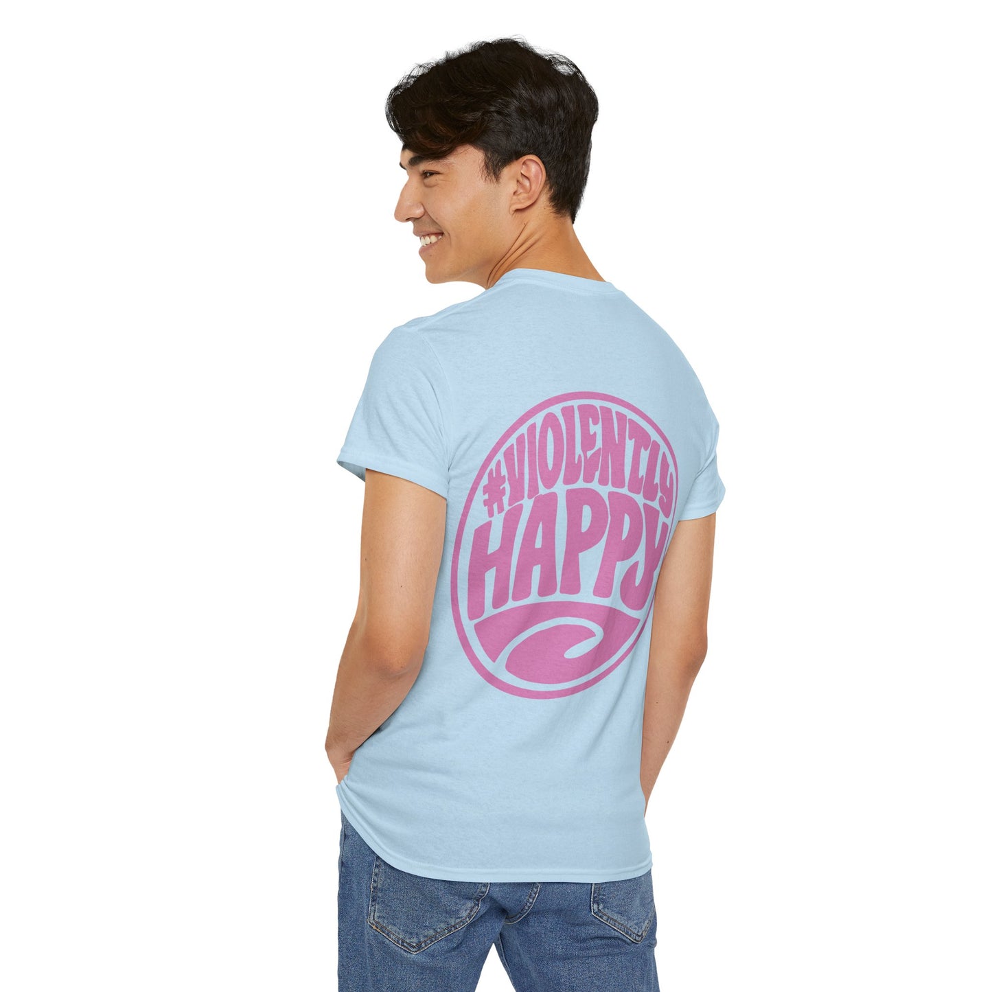 Violently Happy Graphic Tee — Retro Pink Logo T‑Shirt