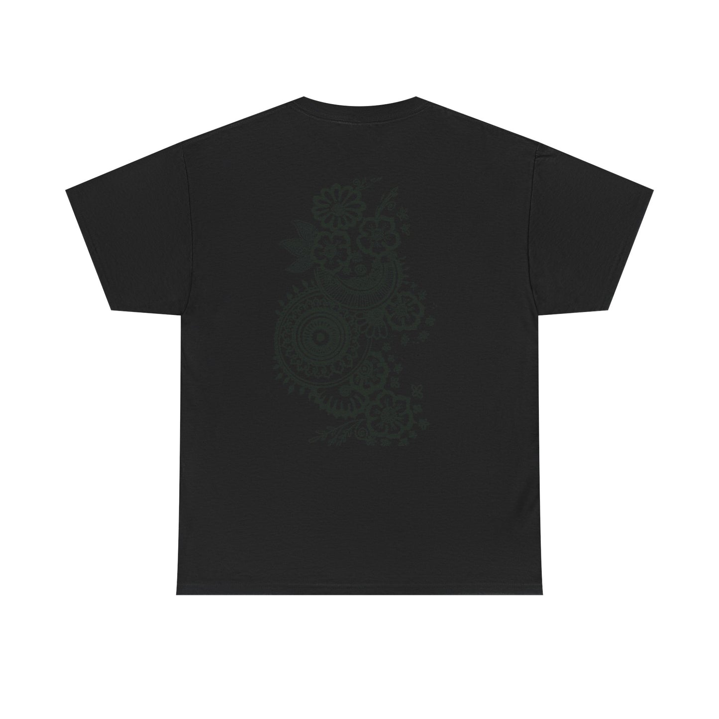 T-Shirt — Kwalatee Floral Mandala Graphic Tee (Front Logo, Back Floral Design)