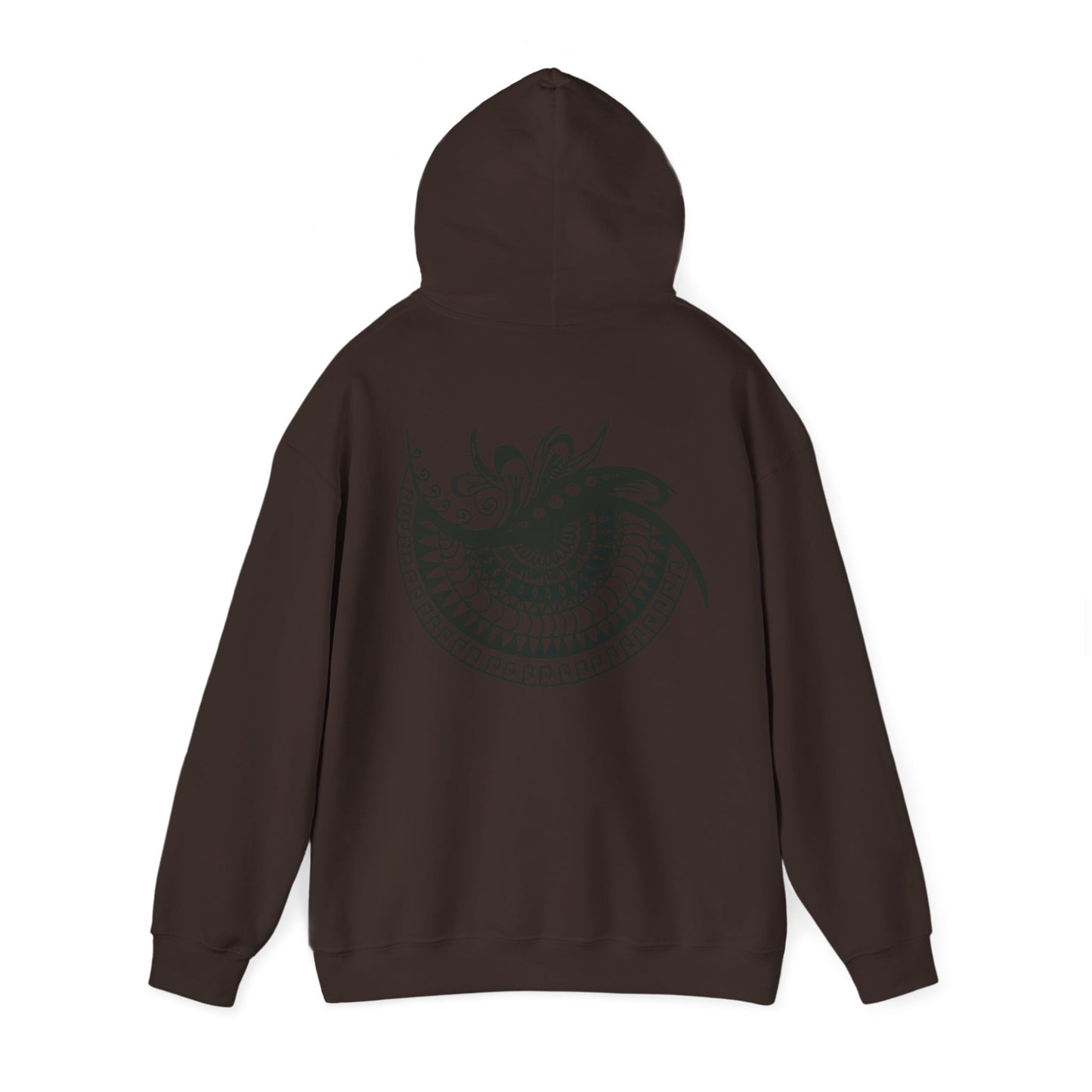Mandala Swirl Hoodie — Black Tribal Floral Back Design