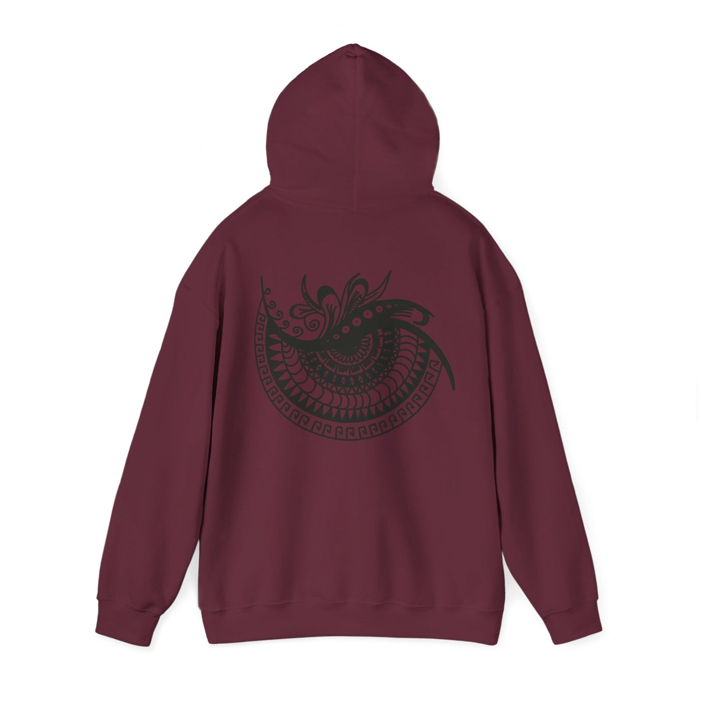Mandala Swirl Hoodie — Black Tribal Floral Back Design