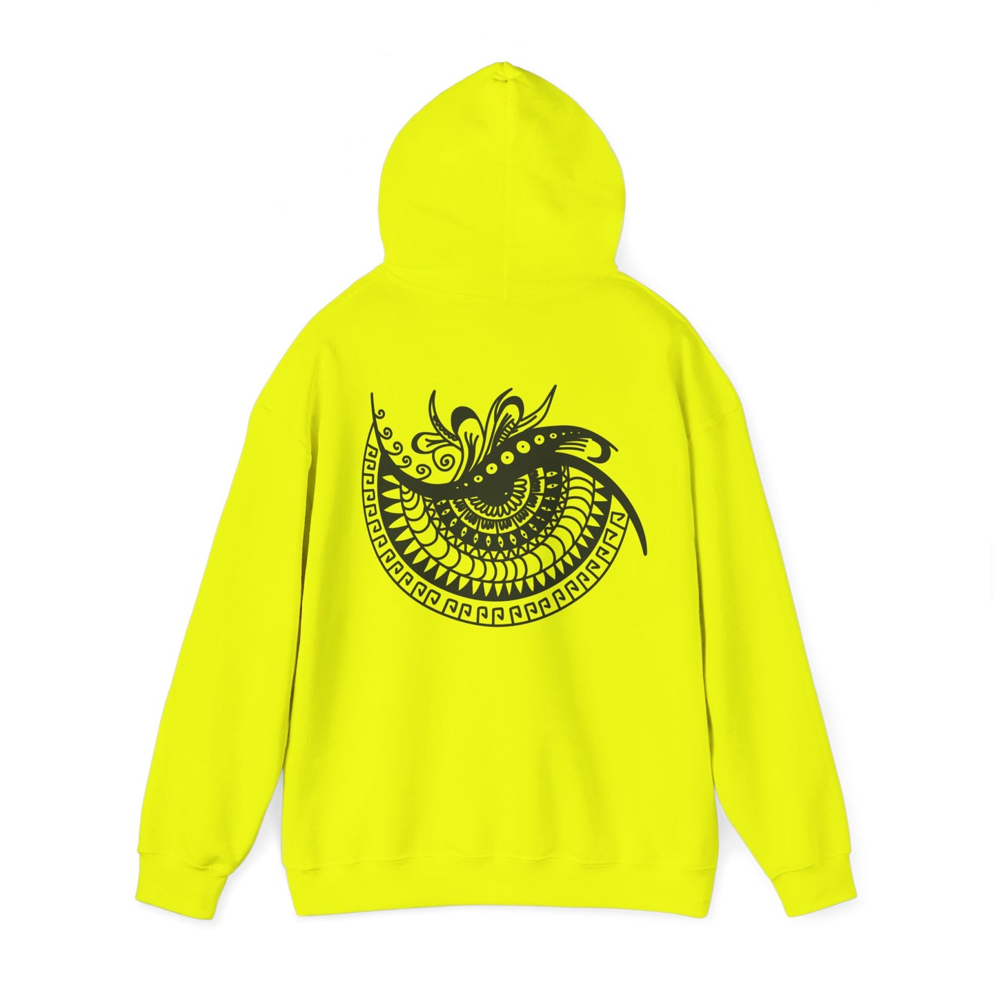Mandala Swirl Hoodie — Black Tribal Floral Back Design