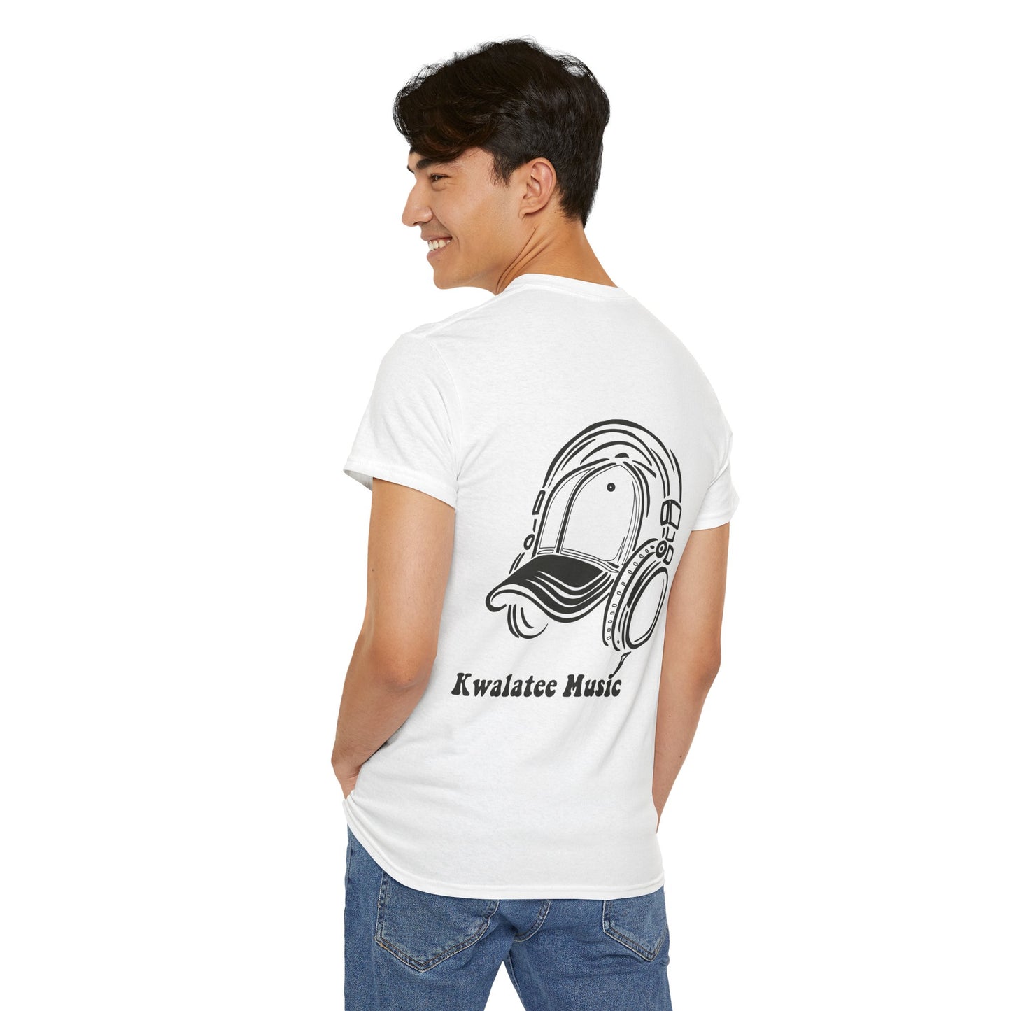 Music Logo T‑Shirt — "Kwalatee Music" Graphic Tee (Cap & Headphones)