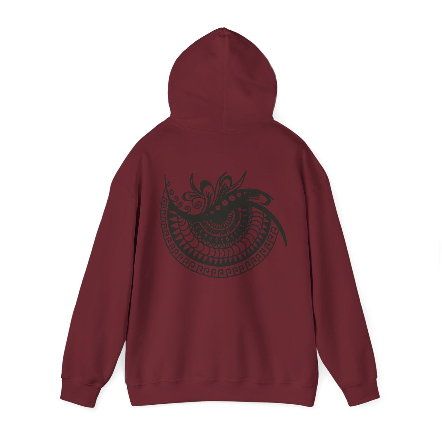 Mandala Swirl Hoodie — Black Tribal Floral Back Design