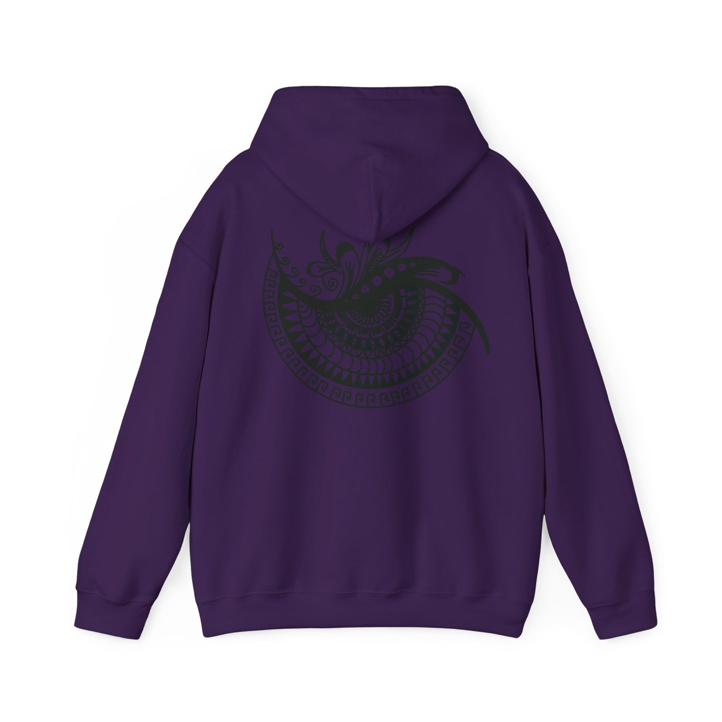 Mandala Swirl Hoodie — Black Tribal Floral Back Design