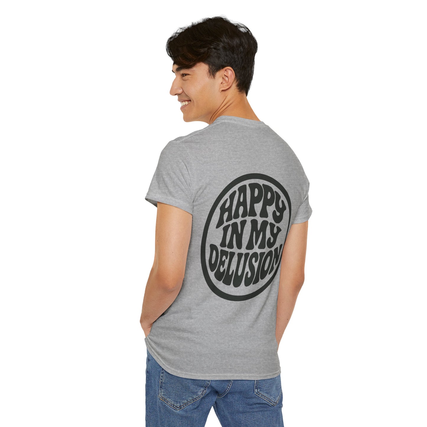 Happy In My Delusion Tee — Retro Graphic Cotton T-Shirt